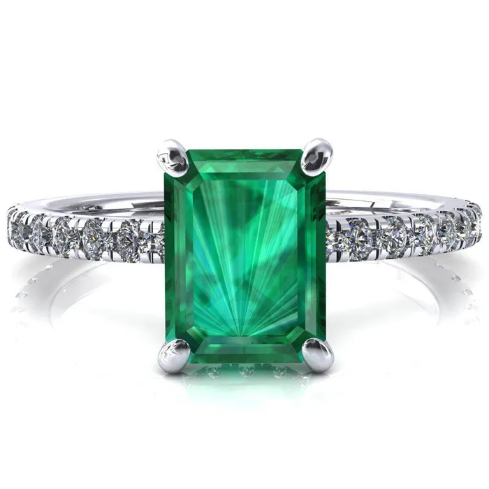 Fire Brilliance Rings Sicili Emerald Emerald 4 Prong 34 Micro Pave Diamond Engagement Ring Fire Brilliance Rings Sicili Emerald Emerald 4 Prong 34 Micro Pave Diamond Engagement Ring