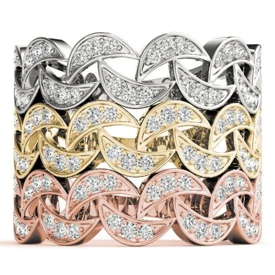 Fire Brilliance Rings Stackables 34 Eternity Crescent TriTone Gold Half Moon 3Band Set Selectables Fire Brilliance Rings Stackables 34 Eternity Crescent TriTone Gold Half Moon 3Band Set Selectables