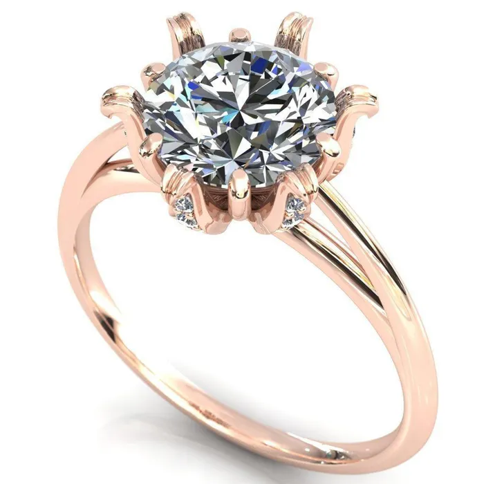 Fire Brilliance Rings Wild Lily Round Center Stone Engagement Ring