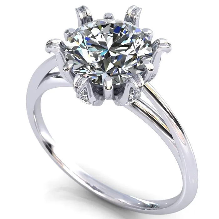 Fire Brilliance Rings Wild Lily Round Center Stone Engagement Ring