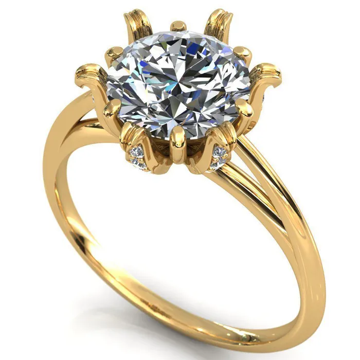 Fire Brilliance Rings Wild Lily Round Center Stone Engagement Ring