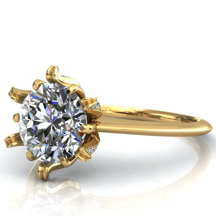 Fire Brilliance Rings Wild Lily Round Center Stone Engagement Ring