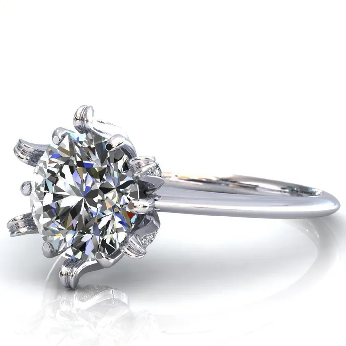 Fire Brilliance Rings Wild Lily Round Center Stone Engagement Ring