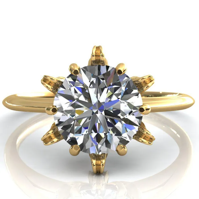 Fire Brilliance Rings Wild Lily Round Center Stone Engagement Ring
