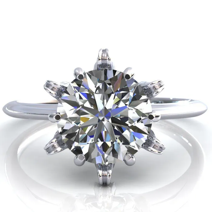 Fire Brilliance Rings Wild Lily Round Center Stone Engagement Ring
