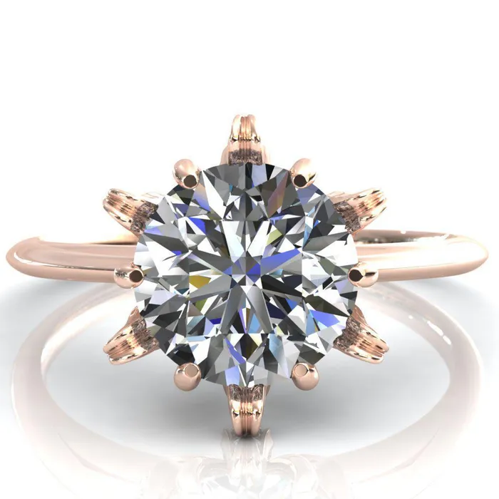 Fire Brilliance Rings Wild Lily Round Center Stone Engagement Ring