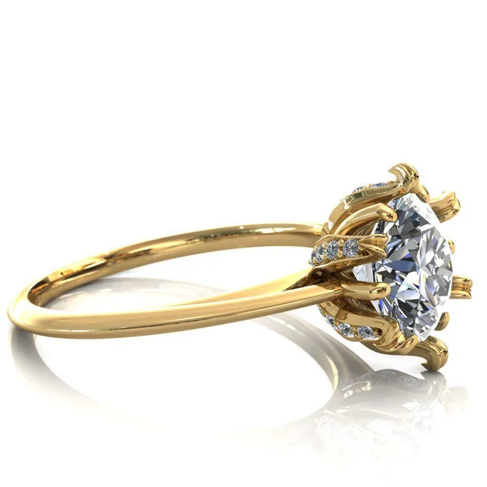 Fire Brilliance Rings Wild Lily Round Center Stone Engagement Ring