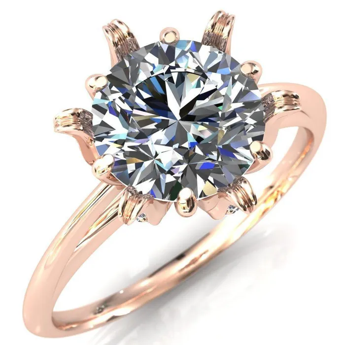 Fire Brilliance Rings Wild Lily Round Center Stone Engagement Ring