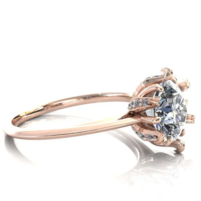 Fire Brilliance Rings Wild Lily Round Center Stone Engagement Ring