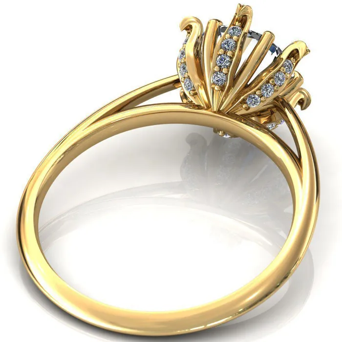 Fire Brilliance Rings Wild Lily Round Center Stone Engagement Ring