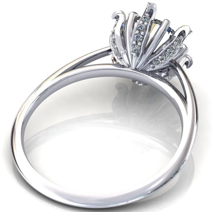 Fire Brilliance Rings Wild Lily Round Center Stone Engagement Ring