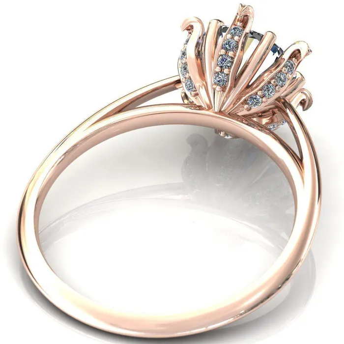 Fire Brilliance Rings Wild Lily Round Center Stone Engagement Ring