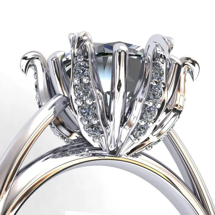Fire Brilliance Rings Wild Lily Round Center Stone Engagement Ring
