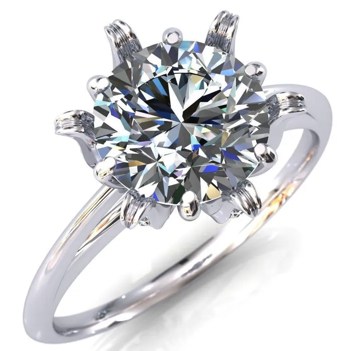 Fire Brilliance Rings Wild Lily Round Center Stone Engagement Ring