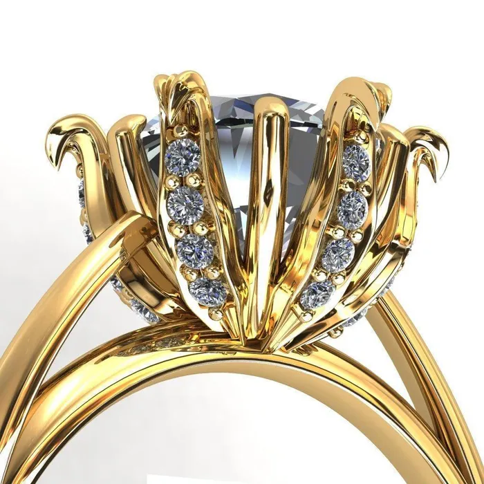 Fire Brilliance Rings Wild Lily Round Center Stone Engagement Ring