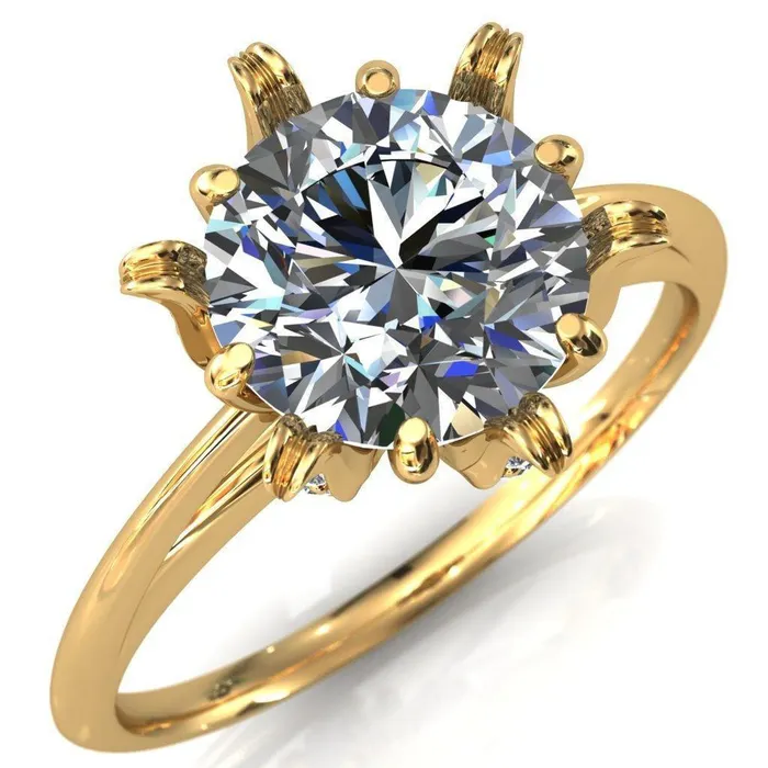 Fire Brilliance Rings Wild Lily Round Center Stone Engagement Ring