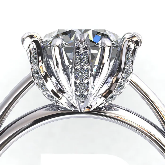 Fire Brilliance Rings Wild Lily Round Center Stone Engagement Ring