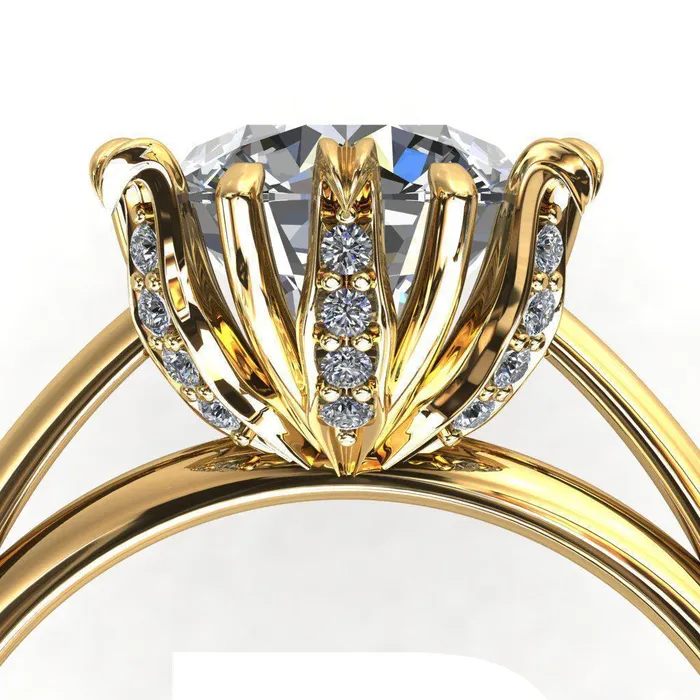 Fire Brilliance Rings Wild Lily Round Center Stone Engagement Ring