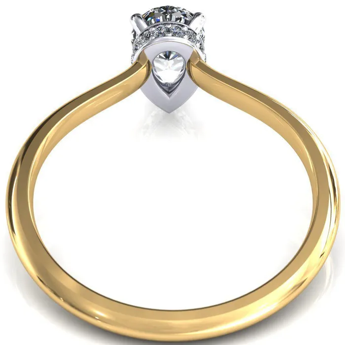 Fire Brilliance Secret Pear Center Stone 3 Prong Floating Halo Engagement Ring Rings