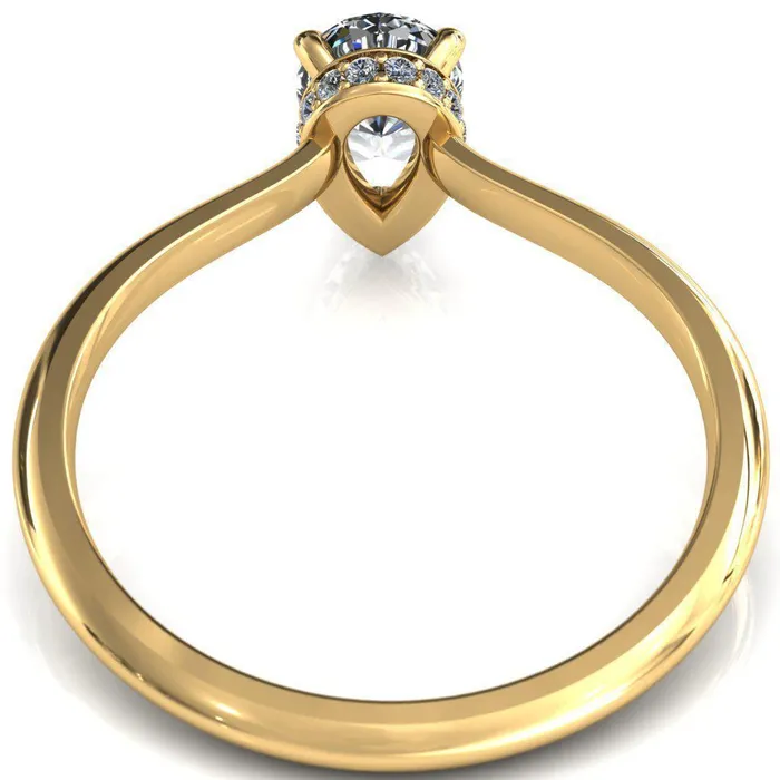 Fire Brilliance Secret Pear Center Stone 3 Prong Floating Halo Engagement Ring Rings