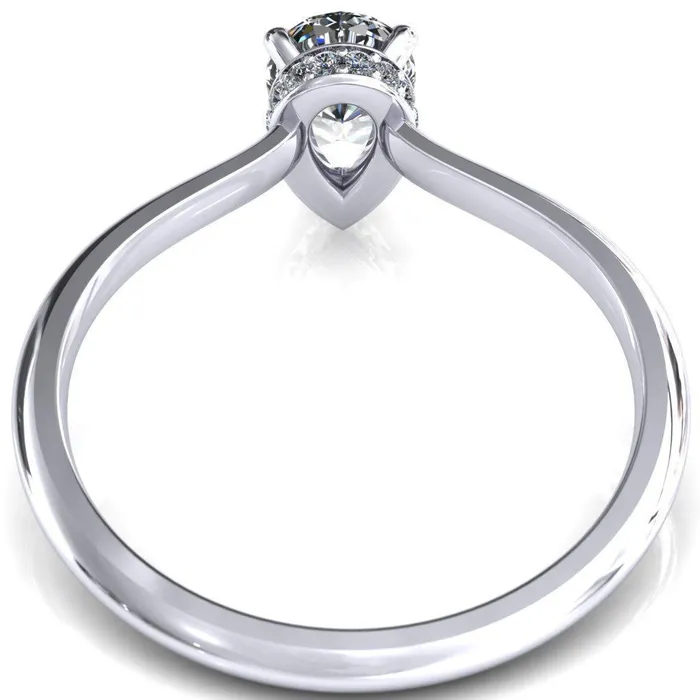 Fire Brilliance Secret Pear Center Stone 3 Prong Floating Halo Engagement Ring Rings