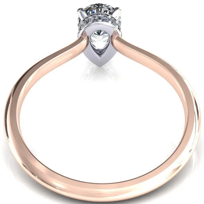 Fire Brilliance Secret Pear Center Stone 3 Prong Floating Halo Engagement Ring Rings