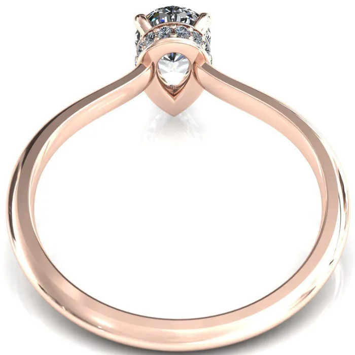 Fire Brilliance Secret Pear Center Stone 3 Prong Floating Halo Engagement Ring Rings