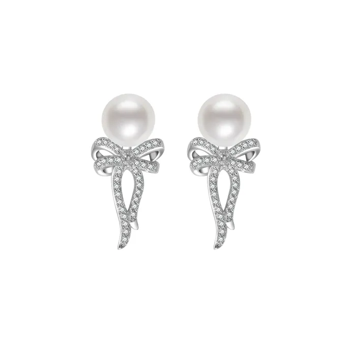 Freshwater Pearl Earrings WE00297 RIBBON Pearly Lustre Earrings