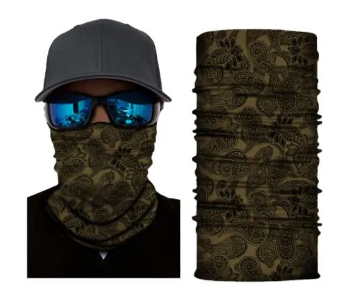 G198 Beige Black Paisley Gaiter Mask polly Rings