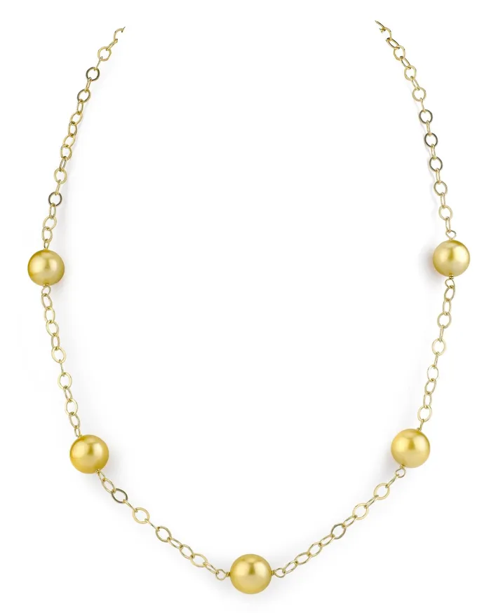 Golden South Sea Tin Cup Pearl Necklace spt Necklaces