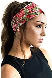 H231 Navy Blue Lavender Floral Print Wide Head Band POLLY Rings