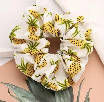 H377 White Pineapple Hair Scrunchie 01 Rings