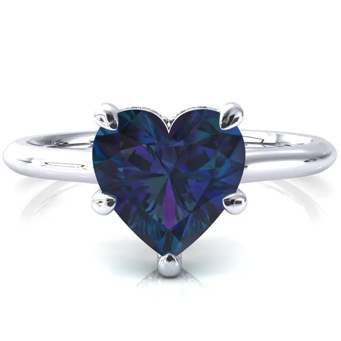 Janey Heart Alexandrite 5 Prongs Claw Floating Halo Inverted Cathedral Ring Fire Brilliance Rings Janey Heart Alexandrite 5 Prongs Claw Floating Halo Inverted Cathedral Ring Fire Brilliance Rings