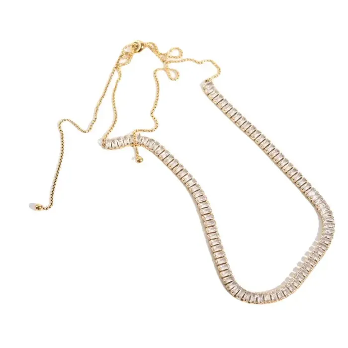 Jewelvers 18K GoldFilled Baguette Tennis Necklace Necklaces