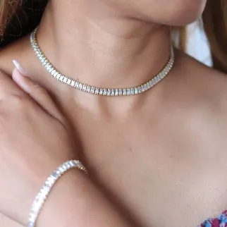 Jewelvers 18K GoldFilled Baguette Tennis Necklace Necklaces Jewelvers 18K GoldFilled Baguette Tennis Necklace Necklaces