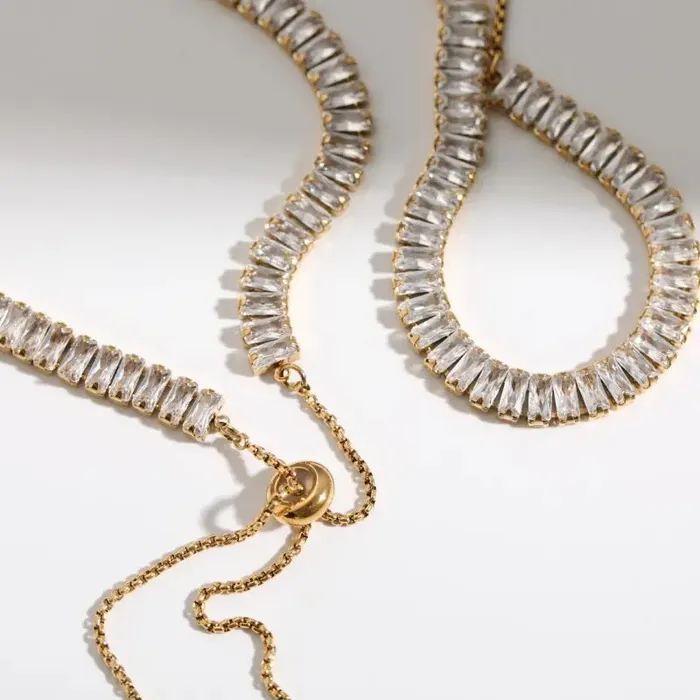 Jewelvers 18K GoldFilled Baguette Tennis Necklace Necklaces Jewelvers 18K GoldFilled Baguette Tennis Necklace Necklaces