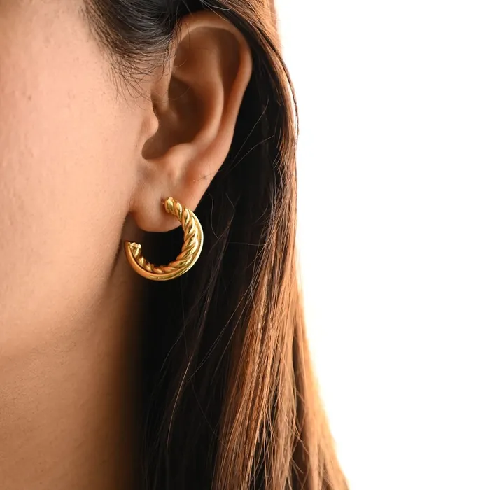 Jewelvers Earrings 18K GoldFilled Twisted Hoop Earrings for Women