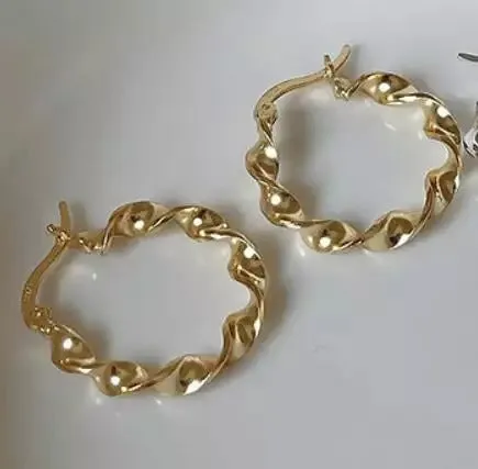 Jewelvers Earrings 925 Sterling Silver with 18K GoldFilled Twisted Chunky Hoop Earrings for Women Jewelvers Earrings 925 Sterling Silver with 18K GoldFilled Twisted Chunky Hoop Earrings for Women