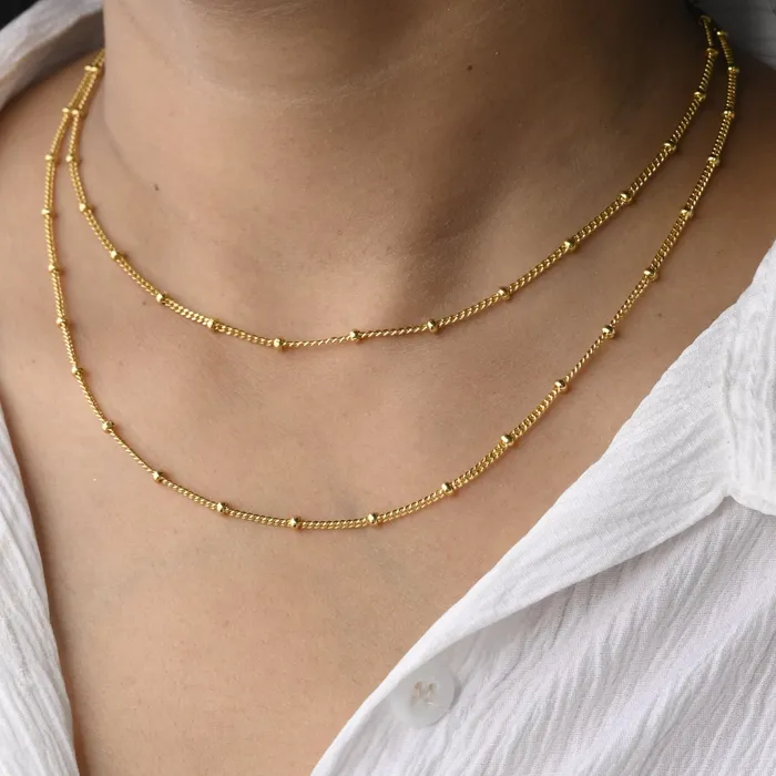 Jewelvers Necklaces 18K GoldFilled Beaded Layering Necklace for Women