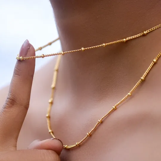 Jewelvers Necklaces 18K GoldFilled Beaded Layering Necklace for Women