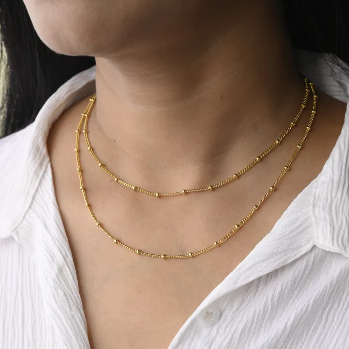 Jewelvers Necklaces 18K GoldFilled Beaded Layering Necklace for Women