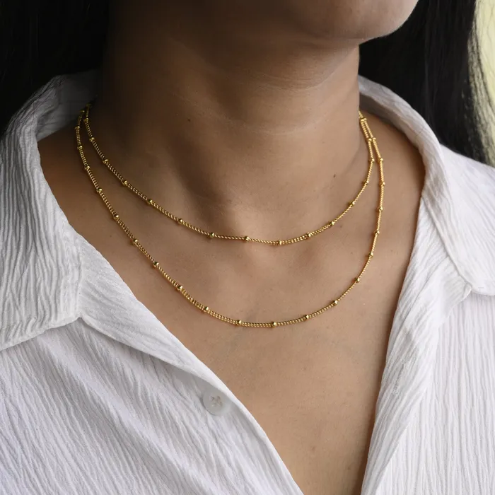 Jewelvers Necklaces 18K GoldFilled Beaded Layering Necklace for Women