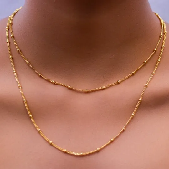 Jewelvers Necklaces 18K GoldFilled Beaded Layering Necklace for Women