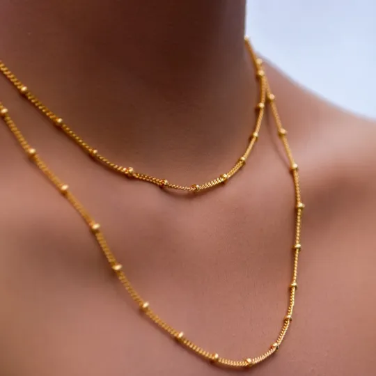 Jewelvers Necklaces 18K GoldFilled Beaded Layering Necklace for Women