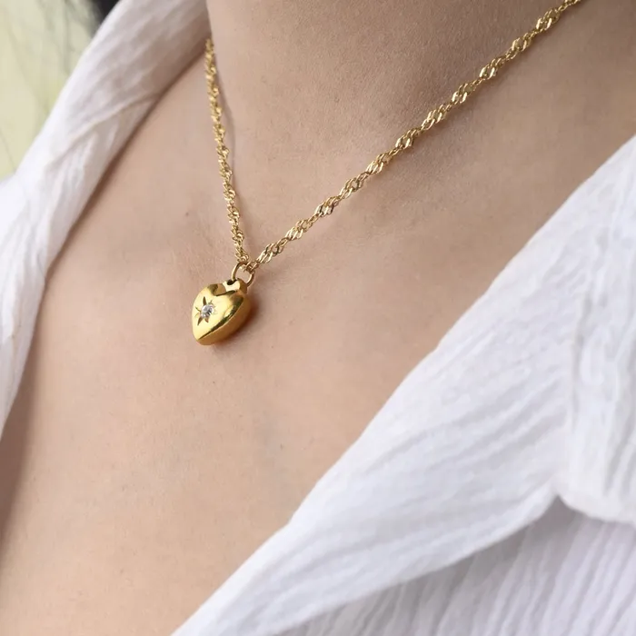 Jewelvers Necklaces 18k GoldFilled Heart Pendant Necklace