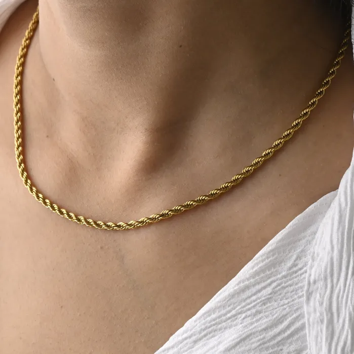 Jewelvers Necklaces 18K GoldFilled Twisted Rope Chain Necklace
