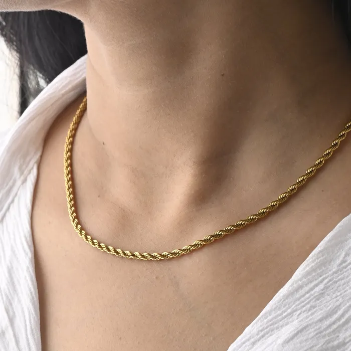 Jewelvers Necklaces 18K GoldFilled Twisted Rope Chain Necklace Jewelvers Necklaces 18K GoldFilled Twisted Rope Chain Necklace