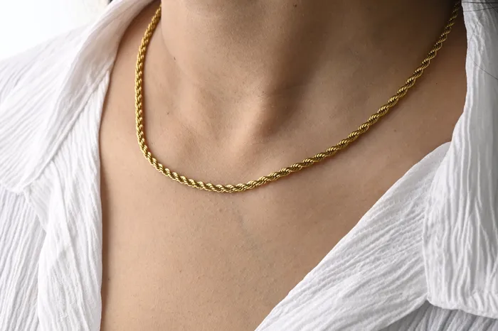 Jewelvers Necklaces 18K GoldFilled Twisted Rope Chain Necklace Jewelvers Necklaces 18K GoldFilled Twisted Rope Chain Necklace