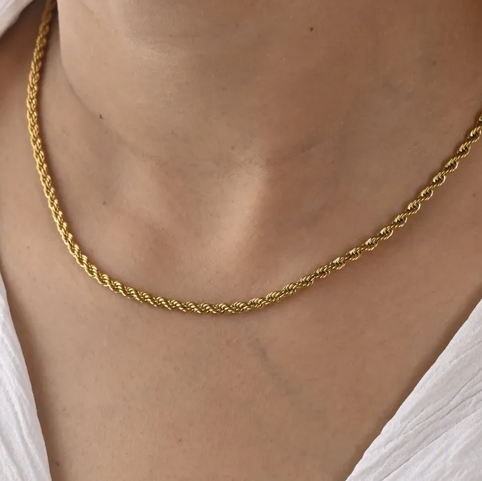 Jewelvers Necklaces 18K GoldFilled Twisted Rope Chain Necklace Jewelvers Necklaces 18K GoldFilled Twisted Rope Chain Necklace