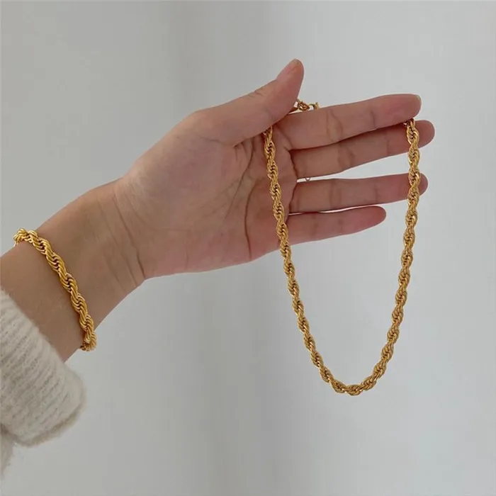 Jewelvers Necklaces 18K GoldFilled Twisted Rope Chain Necklace Jewelvers Necklaces 18K GoldFilled Twisted Rope Chain Necklace